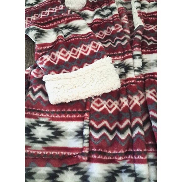 Trail Crest Robe Womens Fleece Full Length Hooded Belt Southwest Aztec Pockets M - Picture 7 of 8